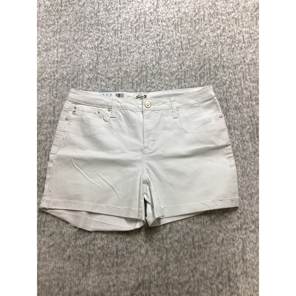 Seven7 Weekend Short Womens 12 White Rolled Cuff Comfort Stretch Denim 324368